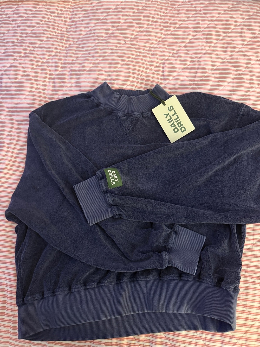 Daily Drills Women’s Terry Vintage Crewneck Sweatshirt - Navy. Size XS/S